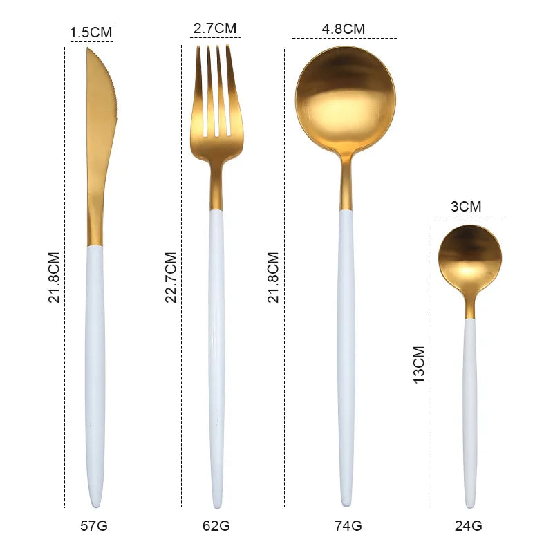 Gold Cutlery Set Forks Knives Spoons 18/10 Stainless Steel Dinnerware Set 1 Pieces Fork Spoon Knife Chopsticks Set Dropshipping