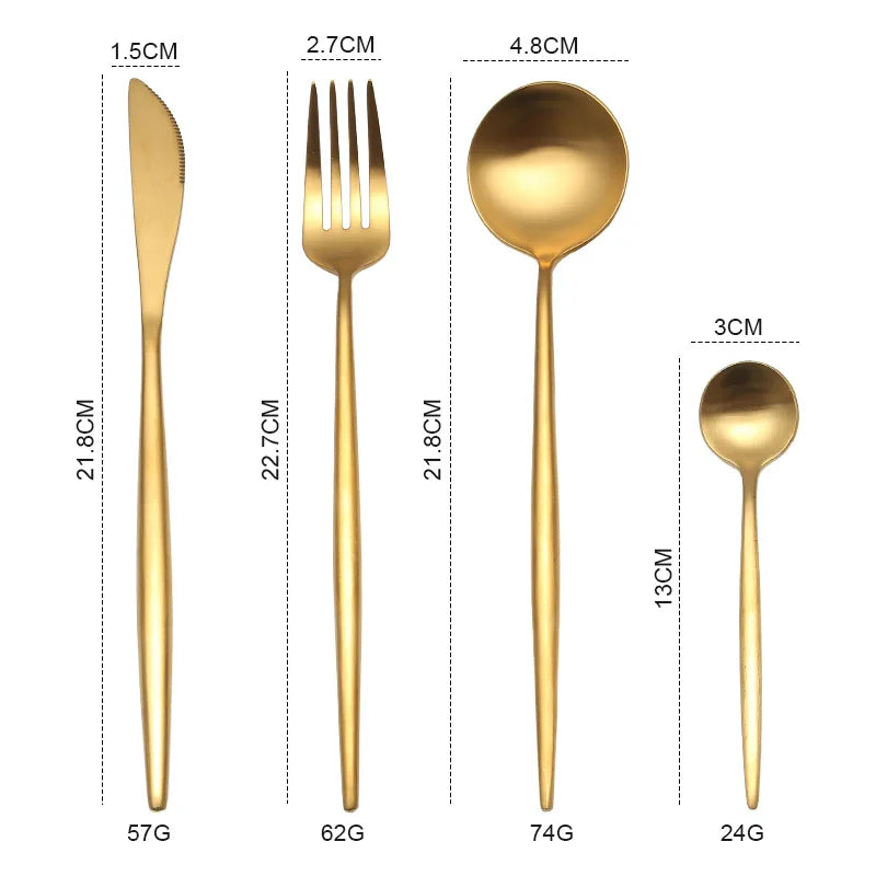 Gold Cutlery Set Forks Knives Spoons 18/10 Stainless Steel Dinnerware Set 1 Pieces Fork Spoon Knife Chopsticks Set Dropshipping