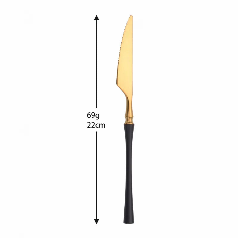 Matte Cutlery Set Gold Forks Spoons Knives Cutlery Set Stainless Steel Gold Steel Cutlery Set Silverware Set with Cake Fork