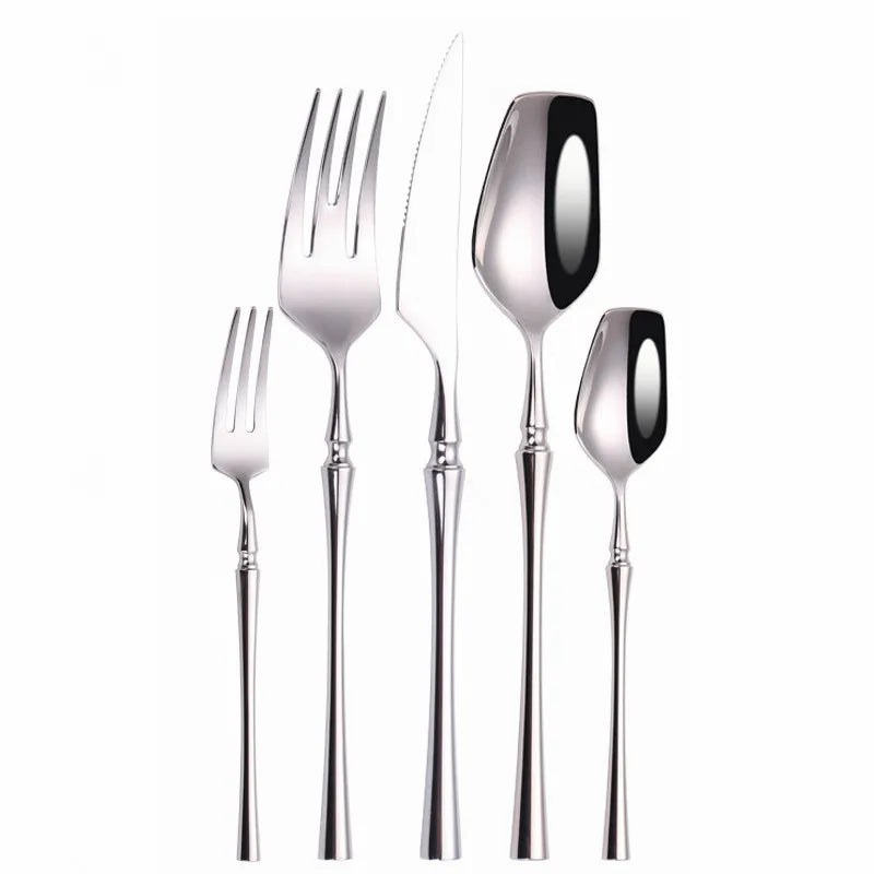 Matte Cutlery Set Gold Forks Spoons Knives Cutlery Set Stainless Steel Gold Steel Cutlery Set Silverware Set with Cake Fork