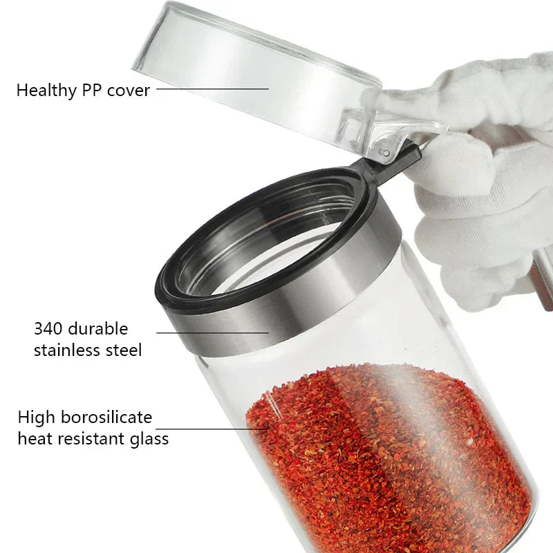 DecorBites™ Glass Seasoning Pot with PP Lid Kitchen Supplies