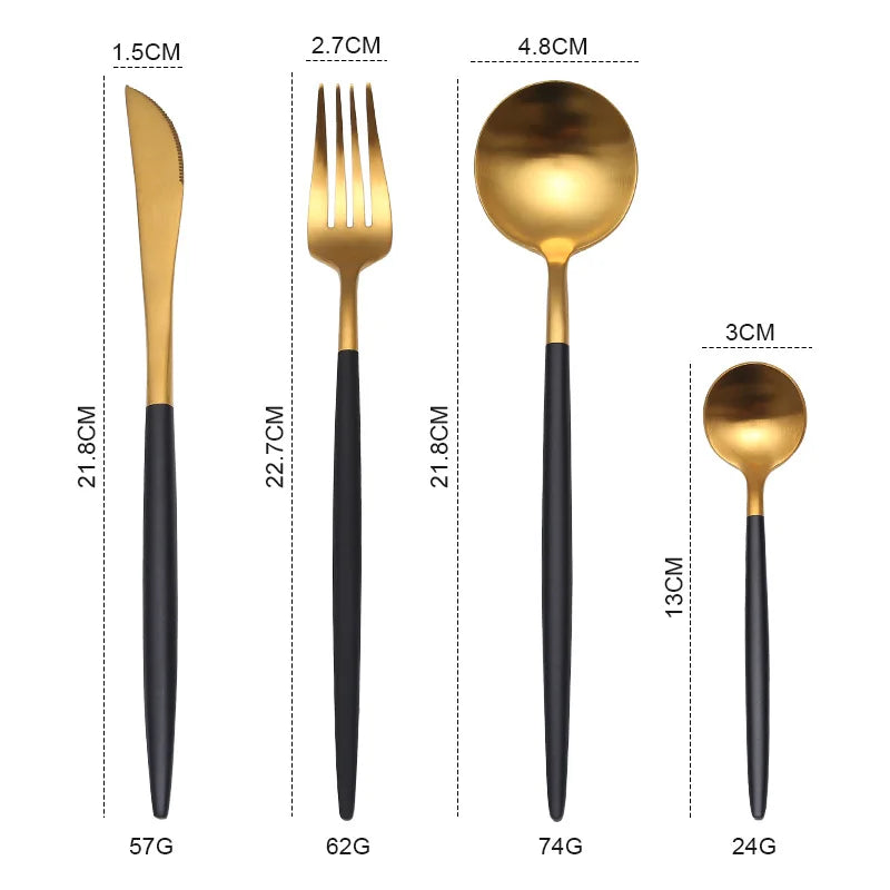 Gold Cutlery Set Forks Knives Spoons 18/10 Stainless Steel Dinnerware Set 1 Pieces Fork Spoon Knife Chopsticks Set Dropshipping