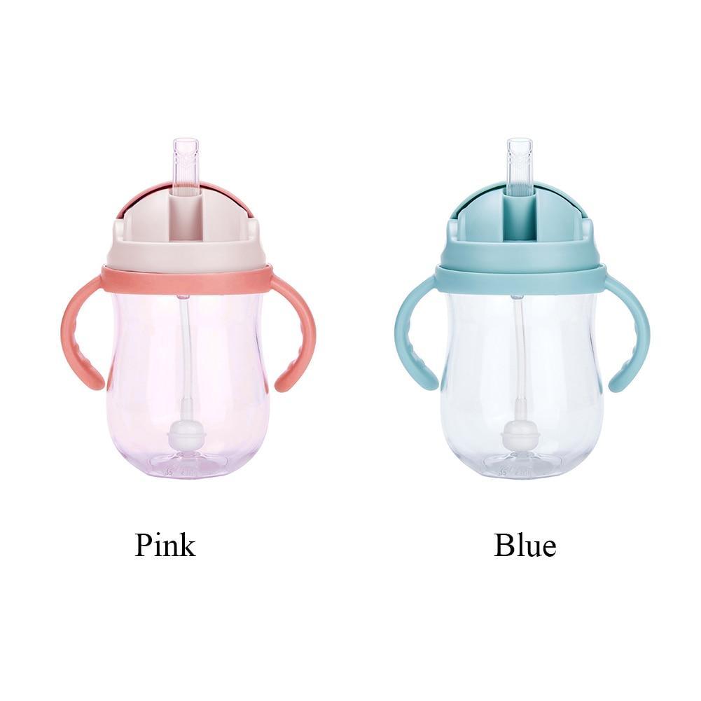 Silicone Baby Training Bottle with Suction Cup & Straw Handles
