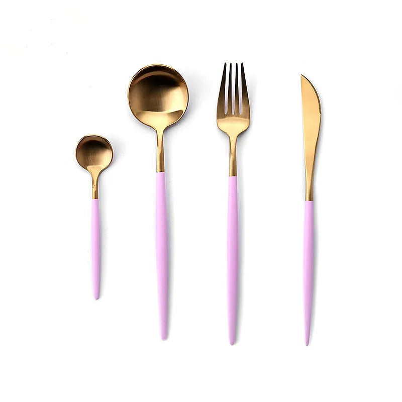 Gold Cutlery Set Forks Knives Spoons 18/10 Stainless Steel Dinnerware Set 1 Pieces Fork Spoon Knife Chopsticks Set Dropshipping