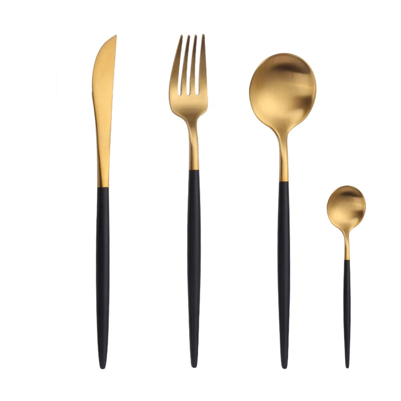 Gold Cutlery Set Forks Spoons Knives Tableware Steel Cutlery Set Stainless Steel Dinnerware Set Spoon Knife Fork Custom Logo