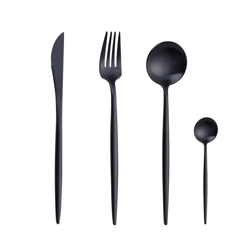 Gold Cutlery Set Forks Spoons Knives Tableware Steel Cutlery Set Stainless Steel Dinnerware Set Spoon Knife Fork Custom Logo