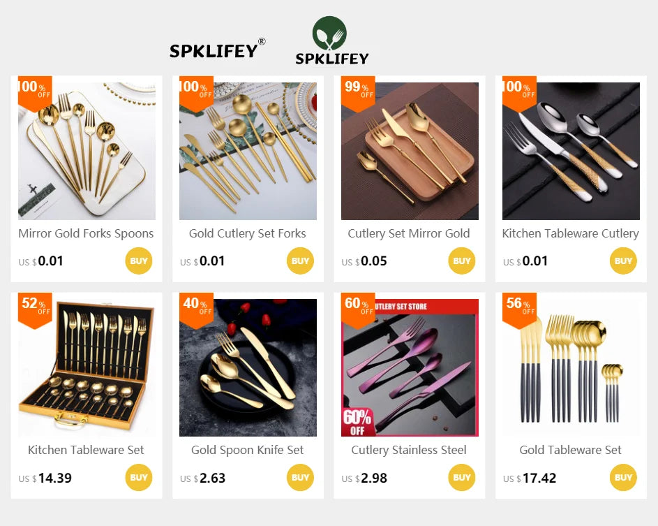 Gold Cutlery Set Forks Spoons Knives Tableware Steel Cutlery Set Stainless Steel Dinnerware Set Spoon Knife Fork Custom Logo