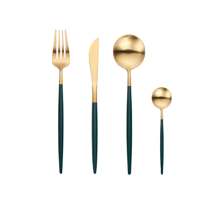 Gold Cutlery Set Forks Knives Spoons 18/10 Stainless Steel Dinnerware Set 1 Pieces Fork Spoon Knife Chopsticks Set Dropshipping