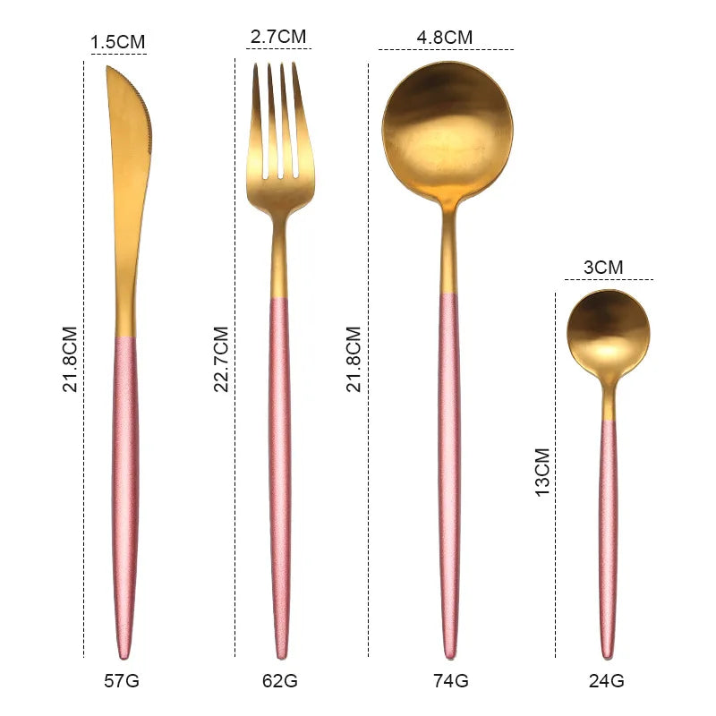 Gold Cutlery Set Forks Knives Spoons 18/10 Stainless Steel Dinnerware Set 1 Pieces Fork Spoon Knife Chopsticks Set Dropshipping