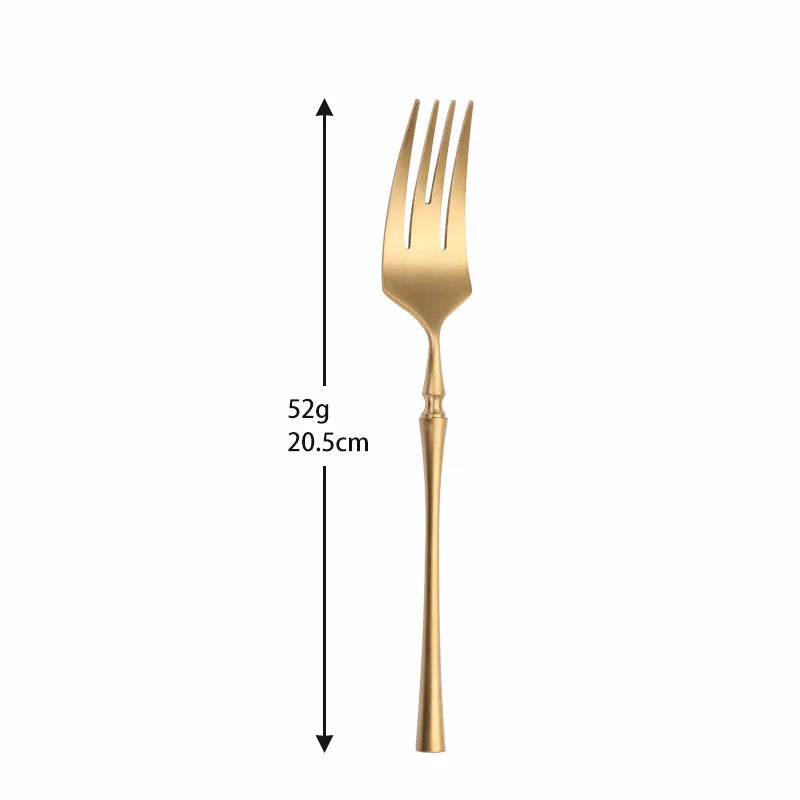 Matte Cutlery Set Gold Forks Spoons Knives Cutlery Set Stainless Steel Gold Steel Cutlery Set Silverware Set with Cake Fork