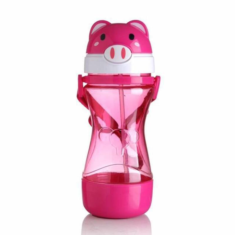 ベビー用漫画柄ドリンクウォーターストローカップ、子供用かわいいジューストレーニングボトル、乳児用飲む練習ボトル