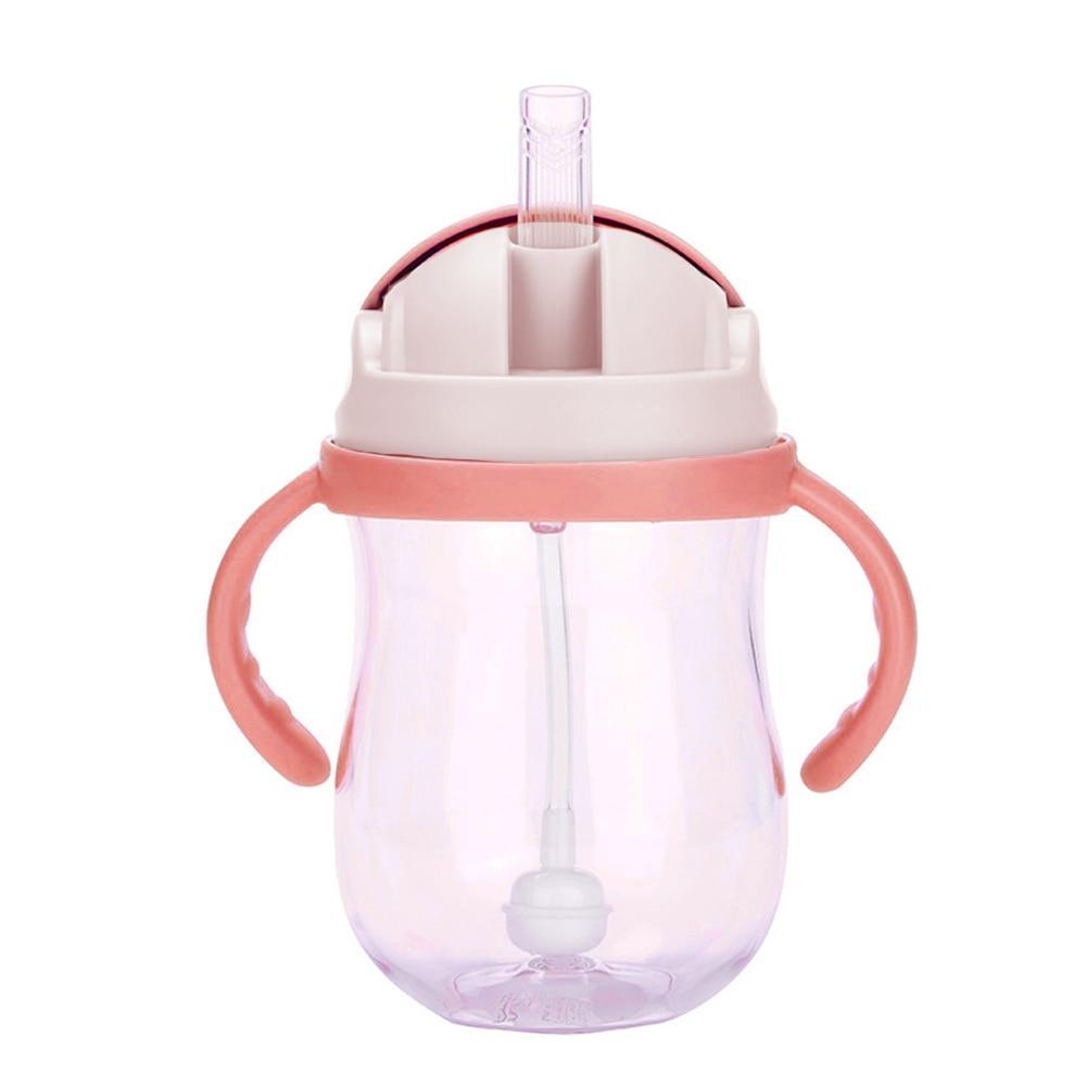 Silicone Baby Training Bottle with Suction Cup & Straw Handles