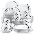VEWEET TERESA 30/60-Piece Porcelain China Ceramic Dinner Set with Cups Saucers Dessert Plates Soup Plates Dinner Plates Set