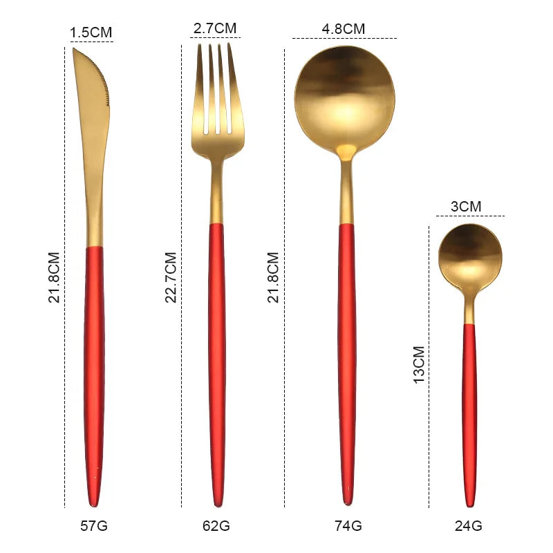 Gold Cutlery Set Forks Knives Spoons 18/10 Stainless Steel Dinnerware Set 1 Pieces Fork Spoon Knife Chopsticks Set Dropshipping