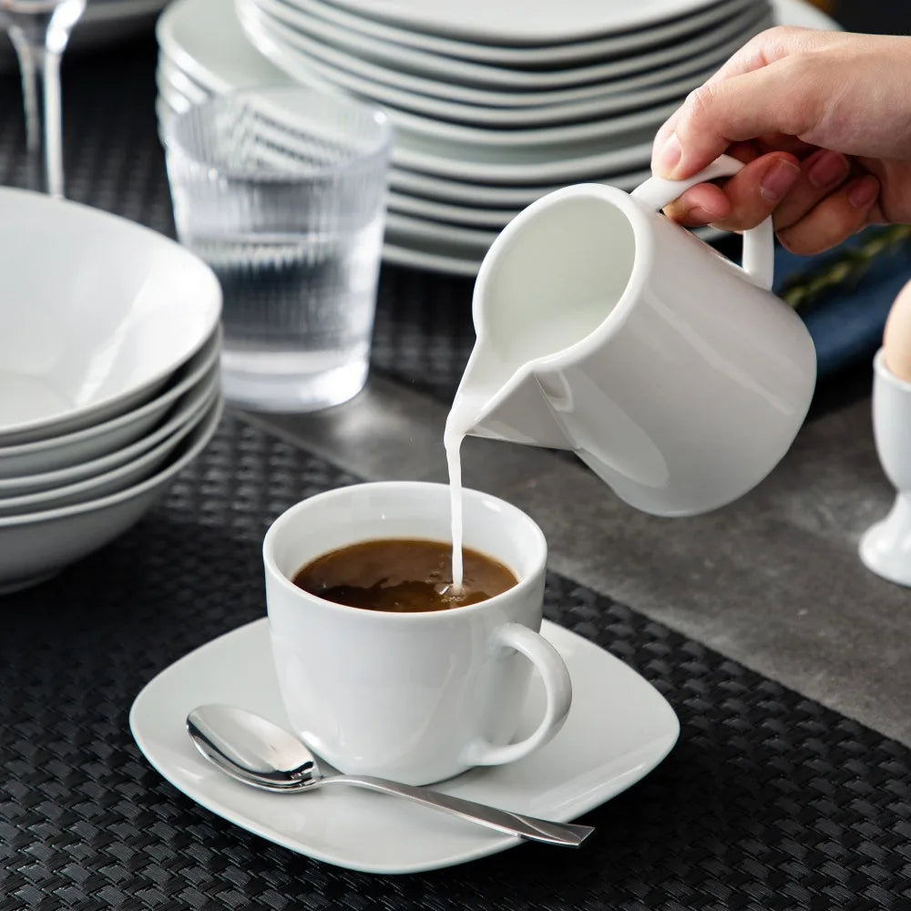 MALACASA Series Elisa 50-Piece Tableware Dinner Set with 6 Cups,Saucers,Mug,Egg Cups,Bowls,Dessert Soup Dinner Plates Service