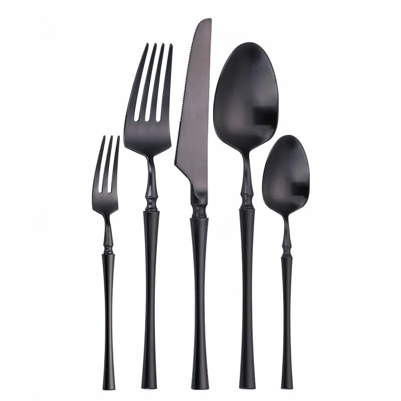 Matte Cutlery Set Gold Forks Spoons Knives Cutlery Set Stainless Steel Gold Steel Cutlery Set Silverware Set with Cake Fork