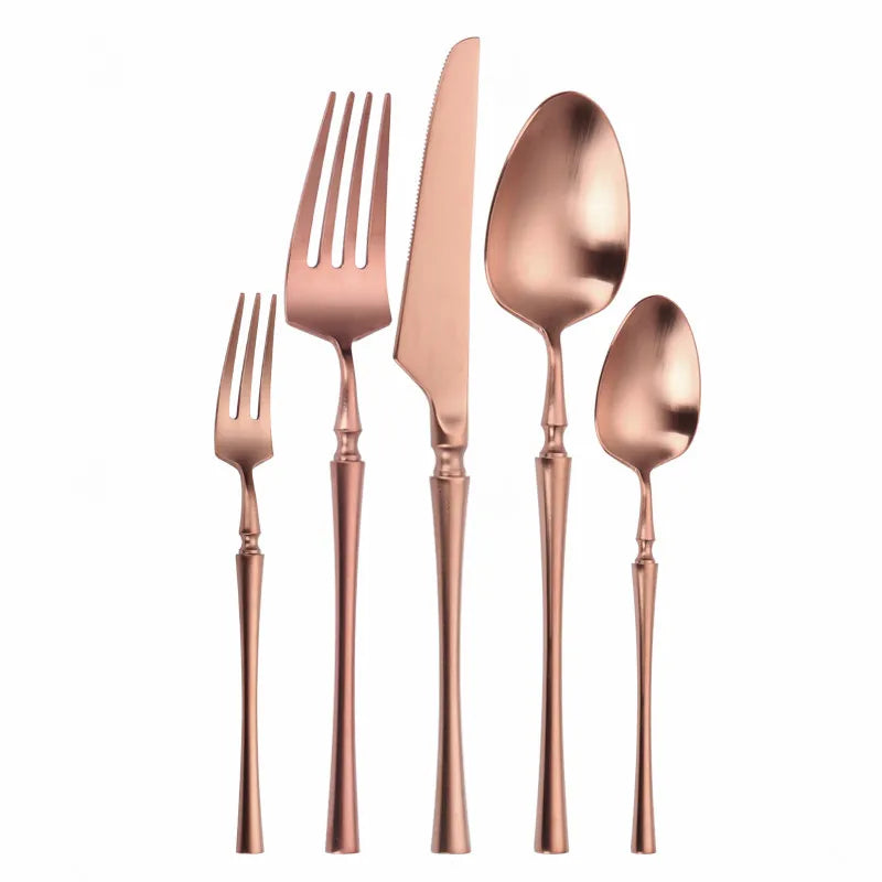 Matte Cutlery Set Gold Forks Spoons Knives Cutlery Set Stainless Steel Gold Steel Cutlery Set Silverware Set with Cake Fork