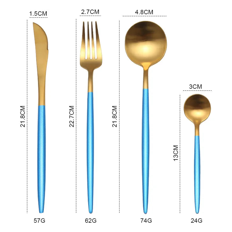 Gold Cutlery Set Forks Knives Spoons 18/10 Stainless Steel Dinnerware Set 1 Pieces Fork Spoon Knife Chopsticks Set Dropshipping