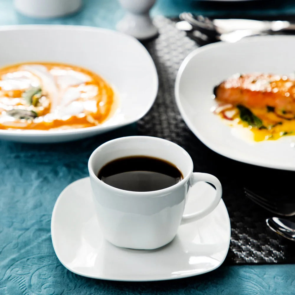 MALACASA Series Elisa 50-Piece Tableware Dinner Set with 6 Cups,Saucers,Mug,Egg Cups,Bowls,Dessert Soup Dinner Plates Service