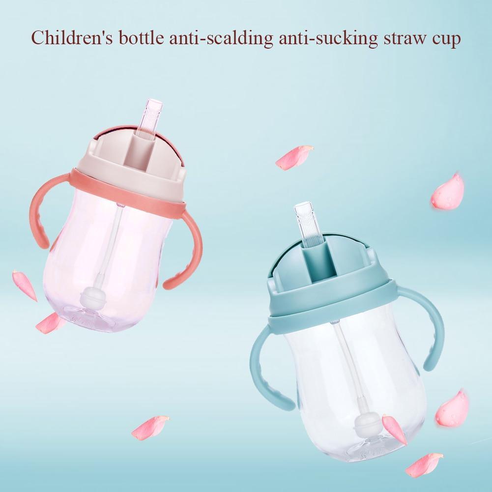 Silicone Baby Training Bottle with Suction Cup & Straw Handles