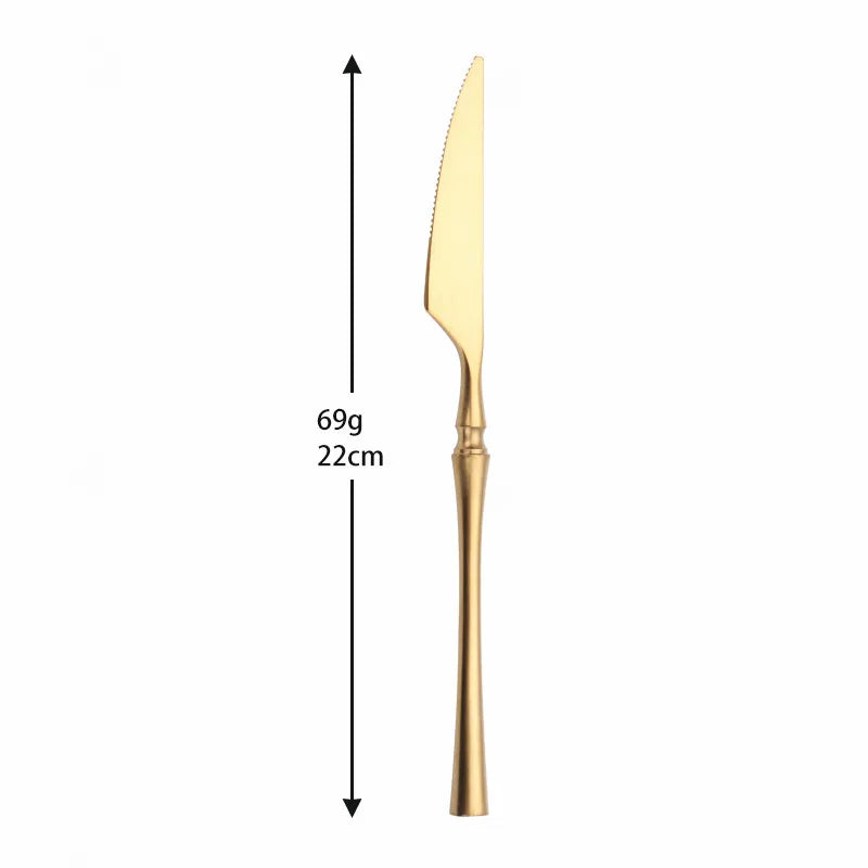 Matte Cutlery Set Gold Forks Spoons Knives Cutlery Set Stainless Steel Gold Steel Cutlery Set Silverware Set with Cake Fork