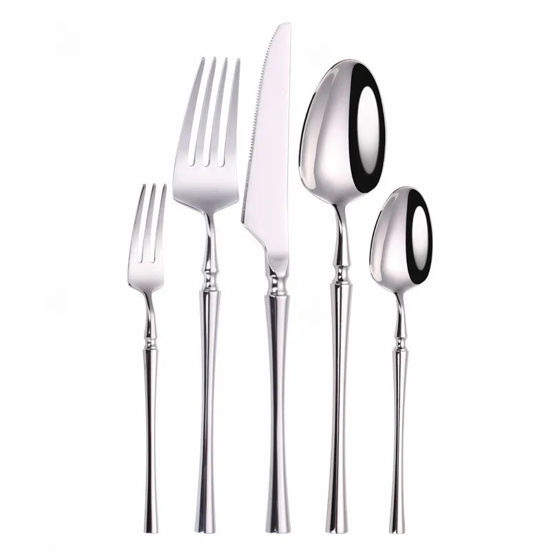 Matte Cutlery Set Gold Forks Spoons Knives Cutlery Set Stainless Steel Gold Steel Cutlery Set Silverware Set with Cake Fork