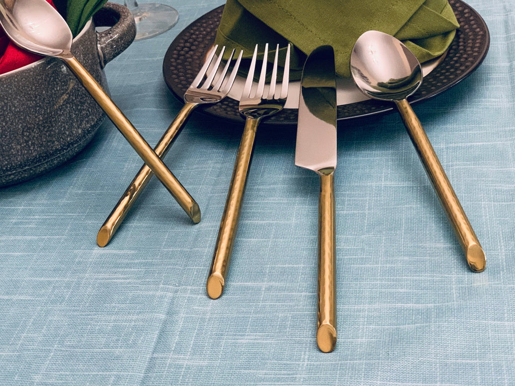 Vibhsa Golden Silverware Flatware Set of 30 Pieces