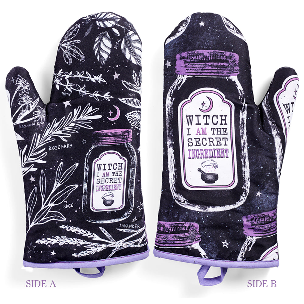 Kitchen Witch Oven Mitt Set – Heat Resistant Baking Gloves