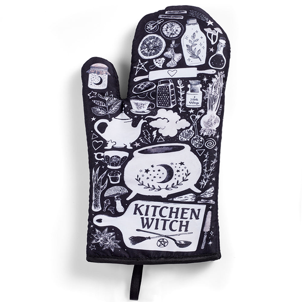 Kitchen Witch Oven Mitt Set – Heat Resistant Baking Gloves