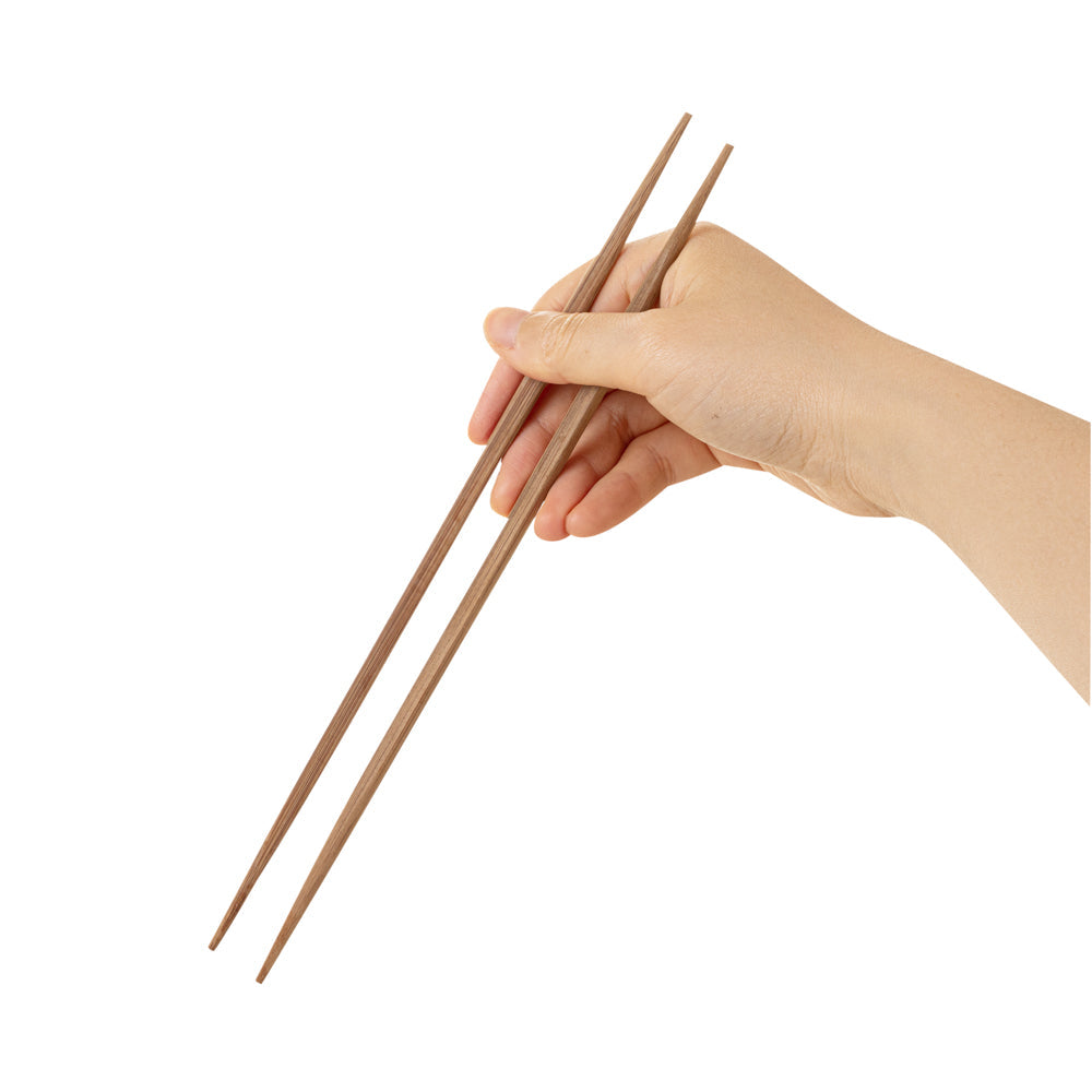 Bambuddha ブラウン竹製輪郭箸 - 紙帯付き - 10 1/4インチ - 1000個入りボックス