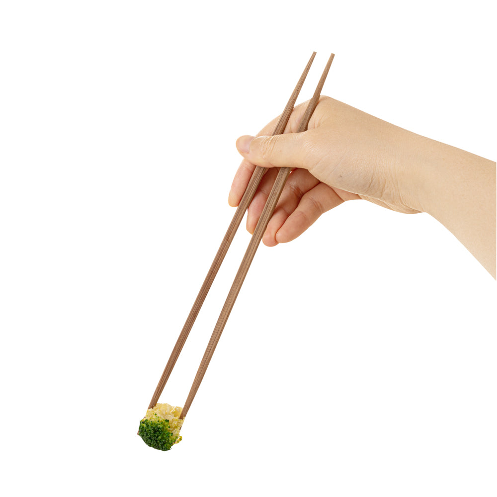 Bambuddha ブラウン竹製輪郭箸 - 紙帯付き - 10 1/4インチ - 1000個入りボックス
