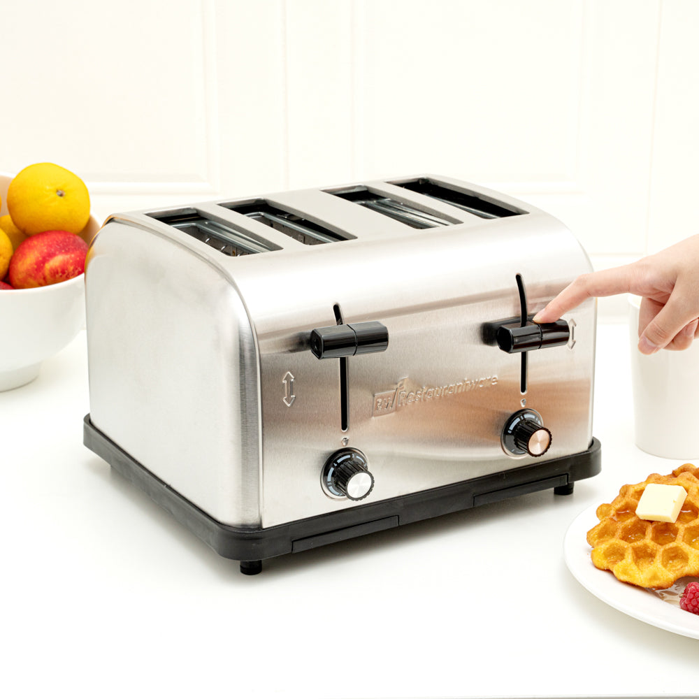Hi Tek Stainless Steel Commercial Toaster - 4-Slice, 1 1/2" Slots, 120V - 1 count box