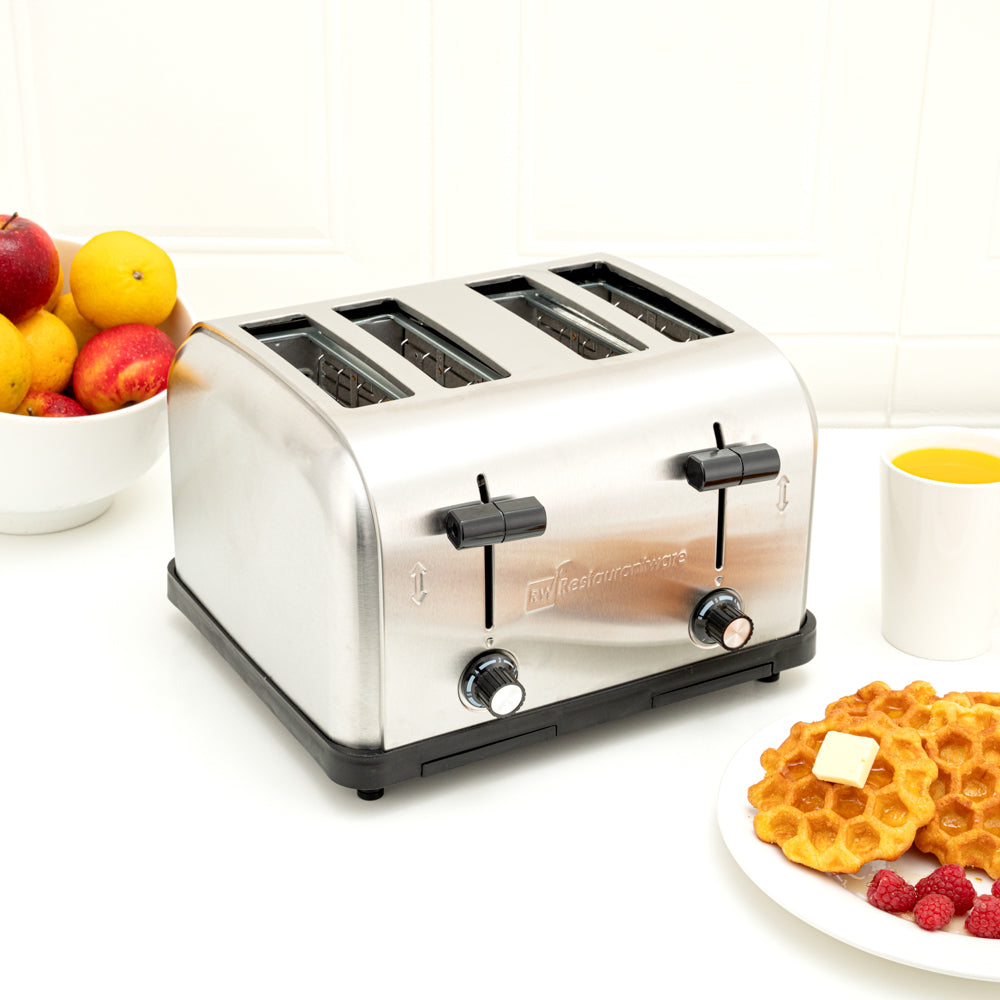 Hi Tek Stainless Steel Commercial Toaster - 4-Slice, 1 1/2" Slots, 120V - 1 count box