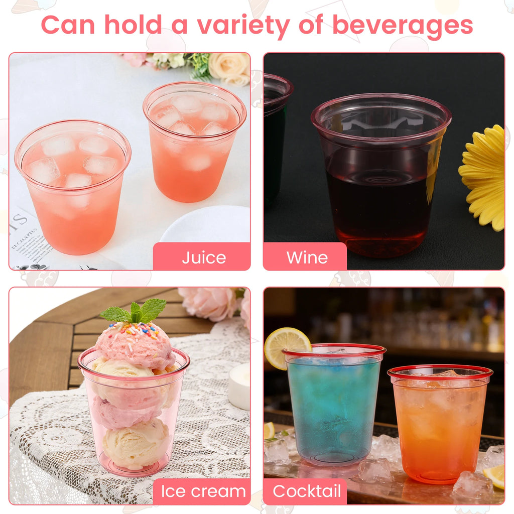 50/100PCS Disposable Transparent Plastic Cups Household Drinking Cups Fruit Juice Coffee Cocktail Cup Birthday Wedding Party