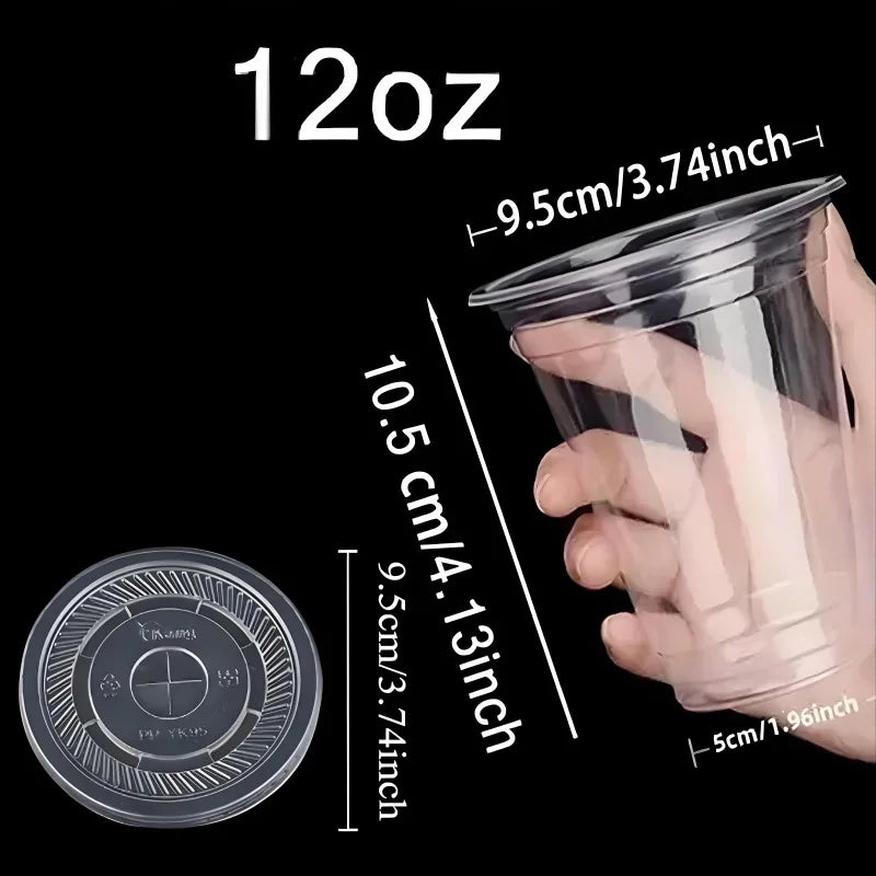Plastic Cups With Lids Clear Disposable Cups Perfect for Weddings Birthdays Parties Camping Coffee Milkshake Cold Drinks