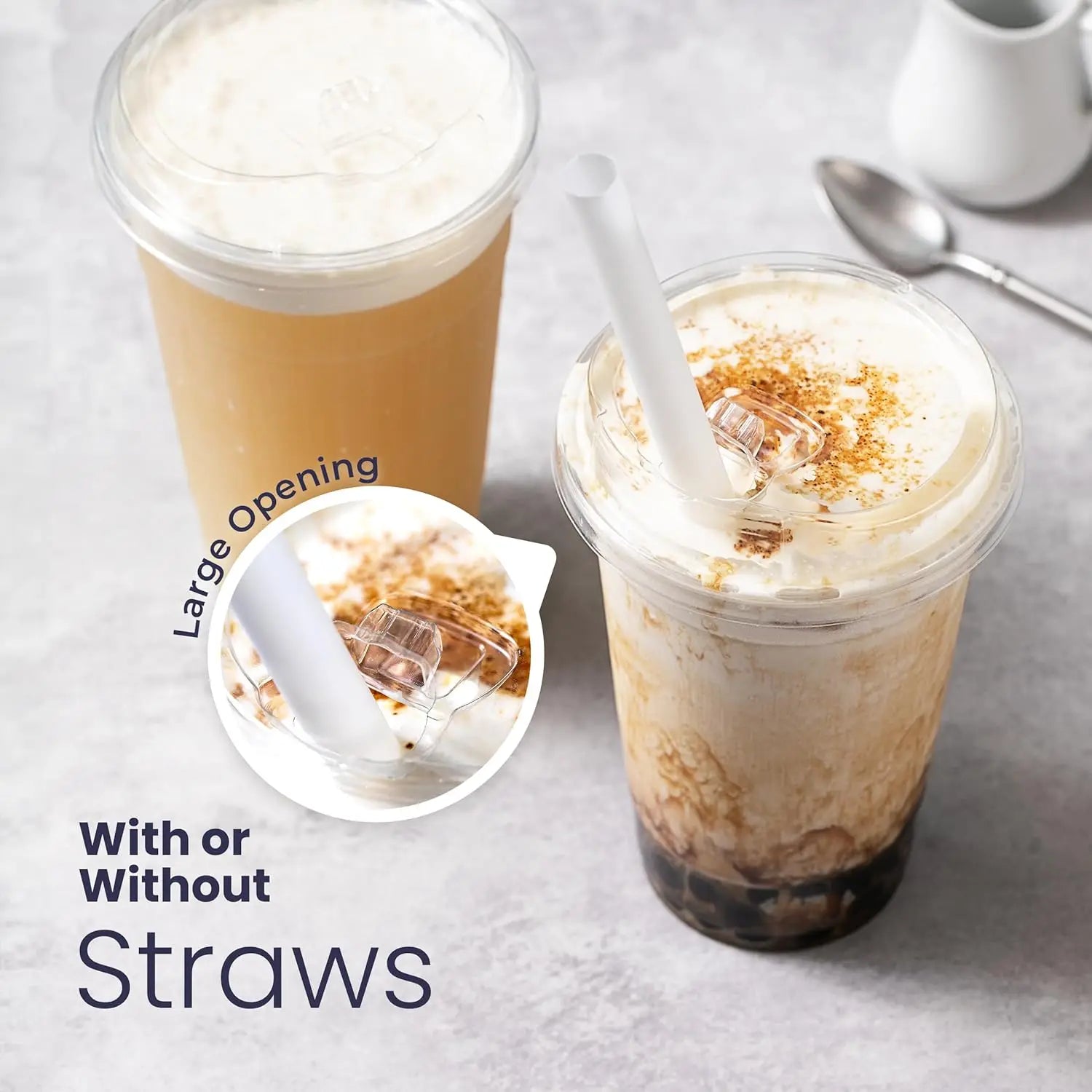 12/16//20/24OZ Clear Plastic Cups with Sip Lids Disposable Plastic Coffee Cups To Go Cups for Iced Coffee Smoothies Soda