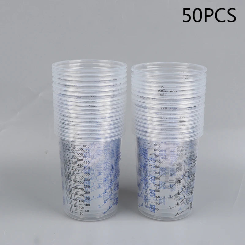 Transparent Plastic With Printed Pp Engraved Measuring Cup Disposable Clear Graduated Plastic Mixing Cups For Paint UV Resin