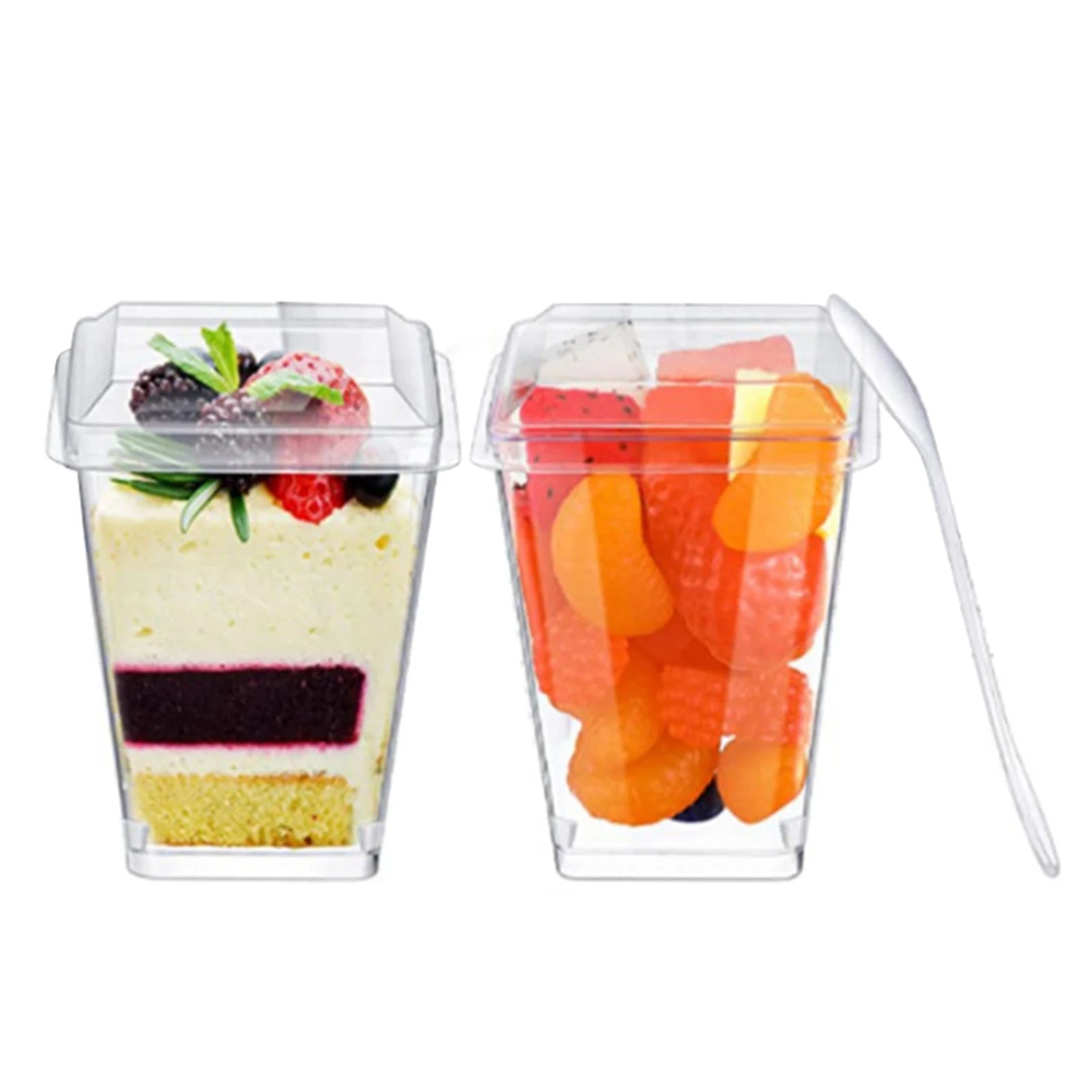 Clear Plastic Dessert Cups Material Reusable Easy Clean Perfect for Parties Fruit Pudding Ice Cream Snacks Stackable Storage