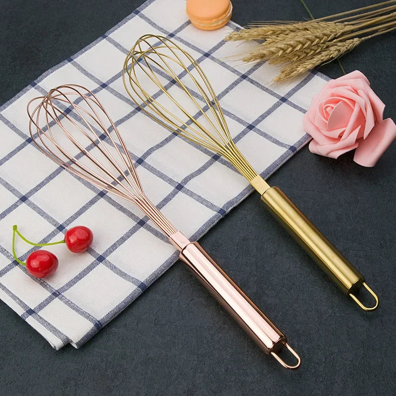 DecorBites Gold Steel Egg Beater Whisk – Baking Set