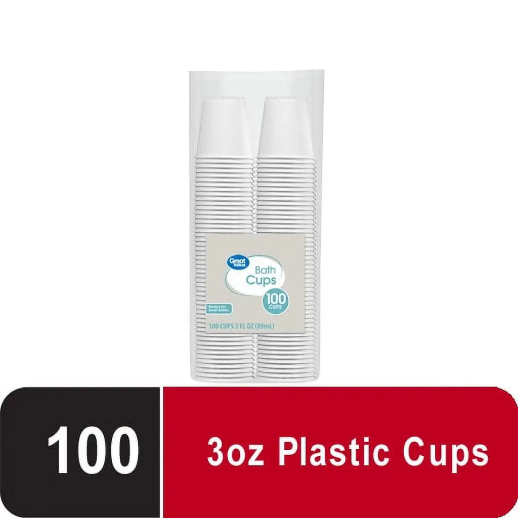 Bath Disposable Plastic Cups, 3 oz, White, 100 Count