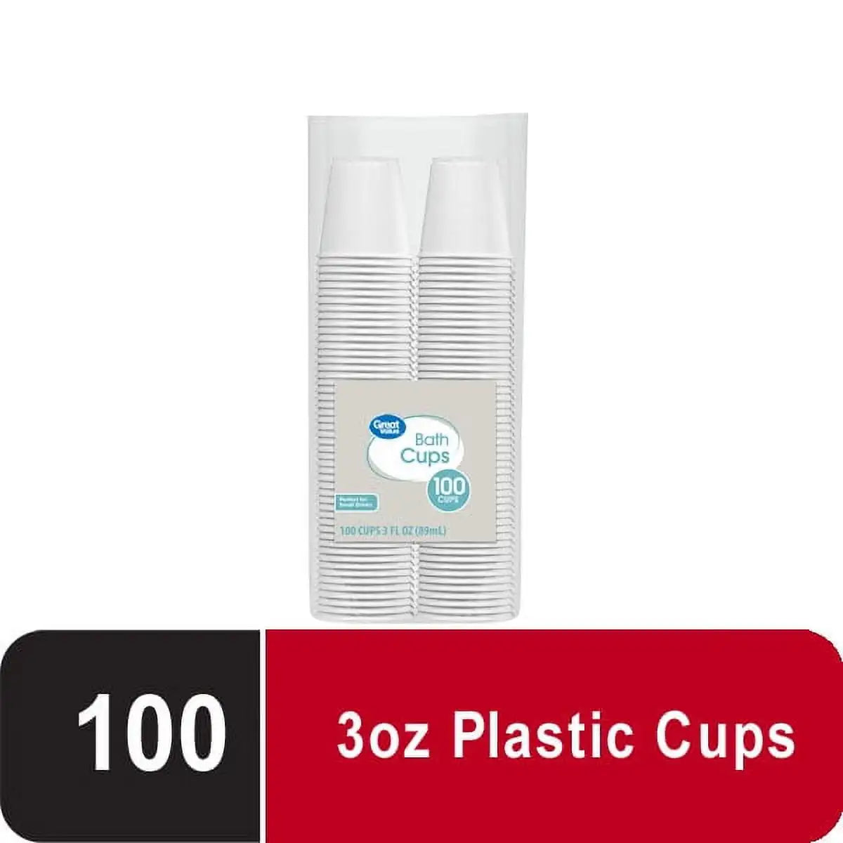 Bath Disposable Plastic Cups, 3 oz, White, 100 Count