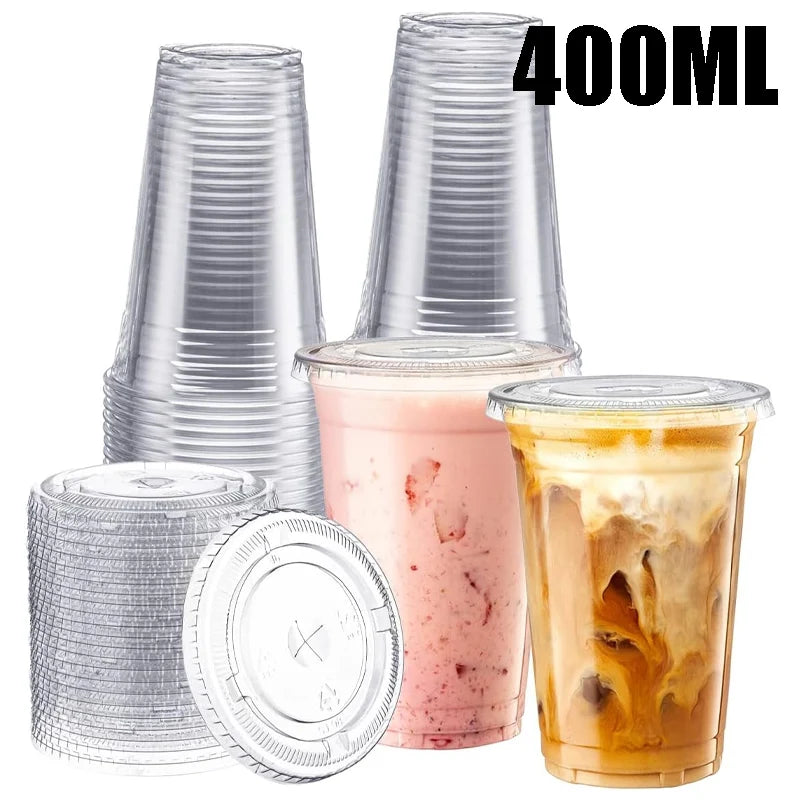 蓋つき高品質使い捨てプラスチックパーティーカップ PET製クリアカップ アイスコールドドリンク、コーヒー、ミルクティー、ジュース、スムージー用プラスチックカップ