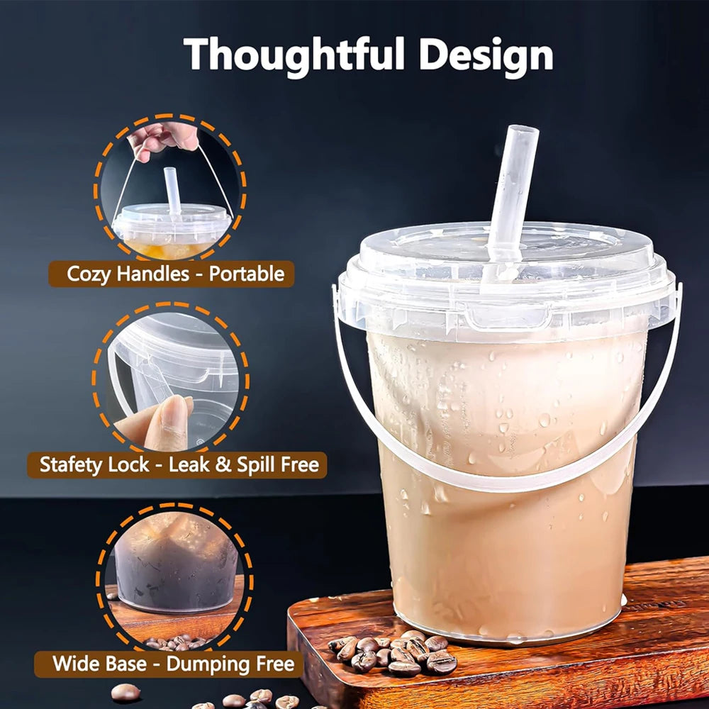Plastic Cups with Lid and Straw,Disposable Coffee Cups with Lids for Iced Coffee,Smoothie,Milkshake,Cold & Hot Drinks, Sturdy