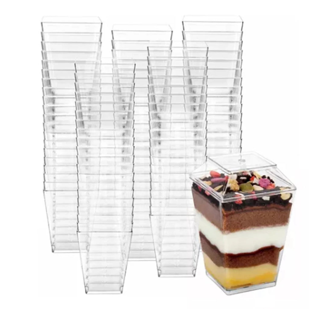 Clear Plastic Dessert Cups Material Reusable Easy Clean Perfect for Parties Fruit Pudding Ice Cream Snacks Stackable Storage