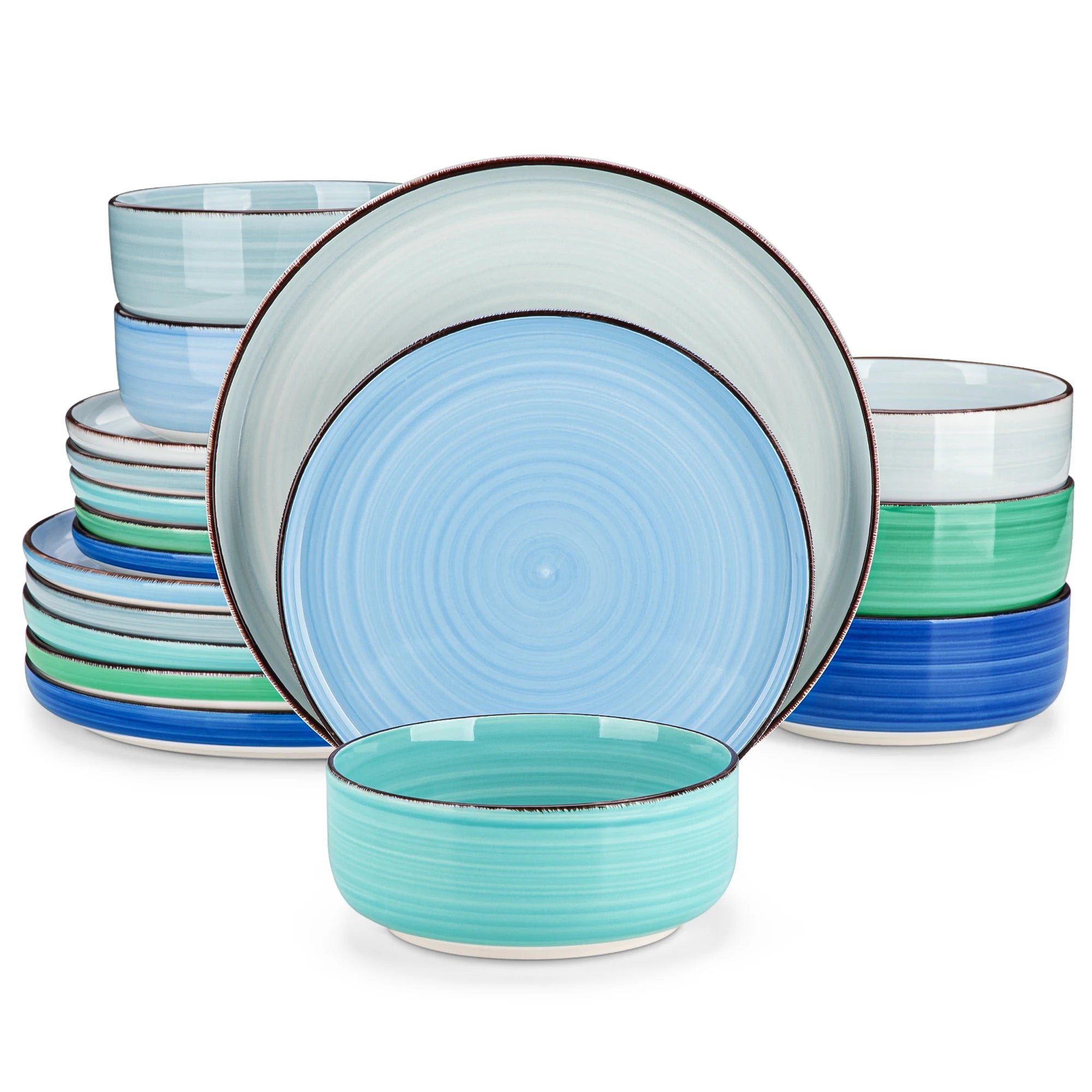vancasso 12/18/24PCS Ceramic Dinnerware Set Color Handpainted Spirals Pattern 4/6PCS Dinner Plates/Dessert/Bowl/Soup Plates