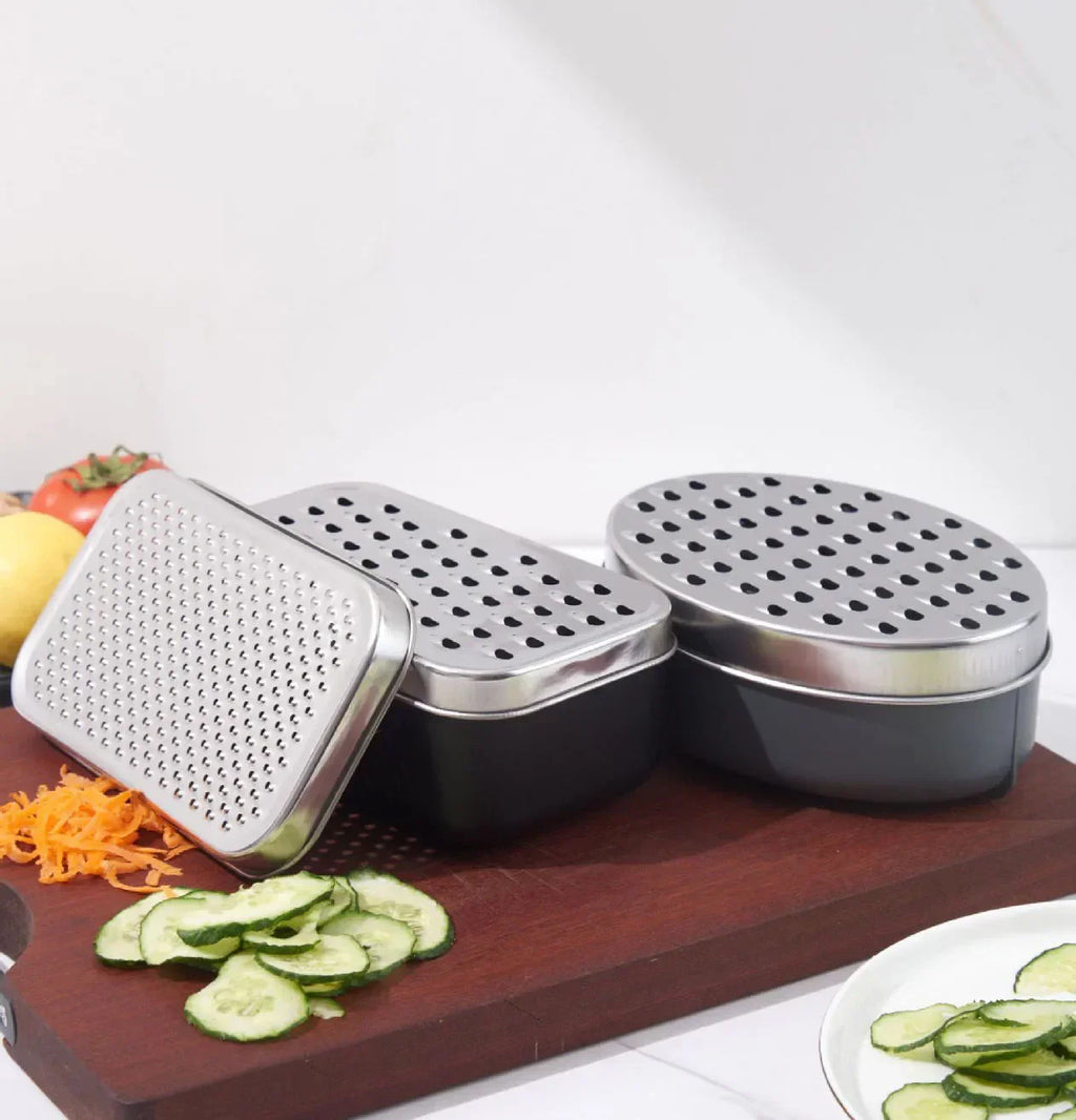 DecorBites Double-Sided Cheese Grater & Shredder with Container Lid