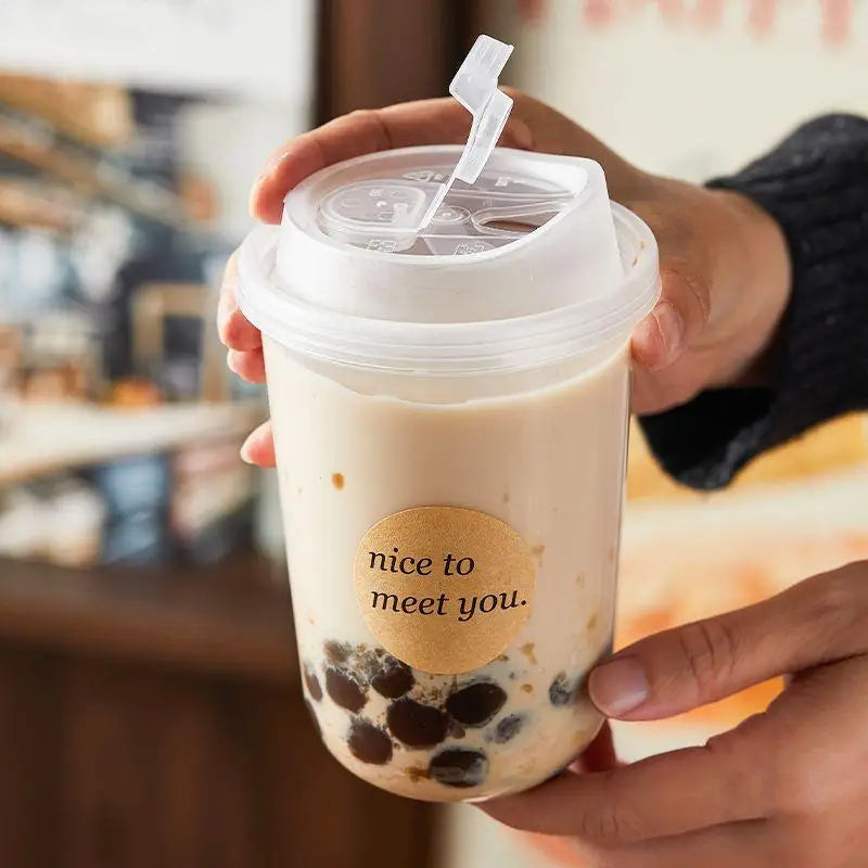 10pcs Transparent Coffee Cups With Lids U-shaped Disposable Cups For Hot Drink Milk Tea Takeaway Beverage Cups