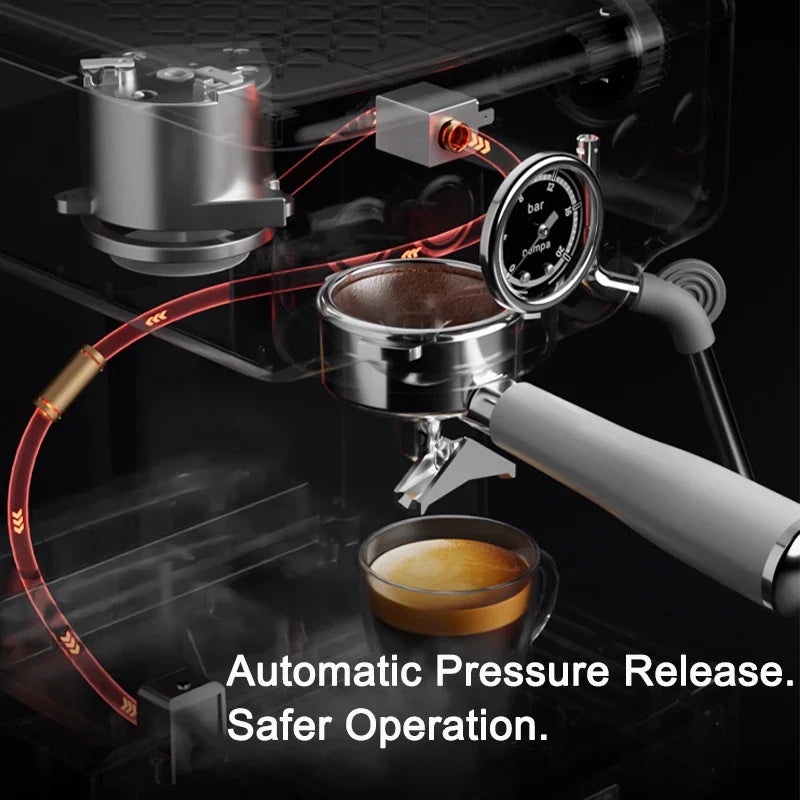 Petrus エスプレッソコーヒーマシン ステンレス製コーヒーメーカー 58mmポルタフィルター 商用スチームワンド ミルク泡立て器付き (220V)