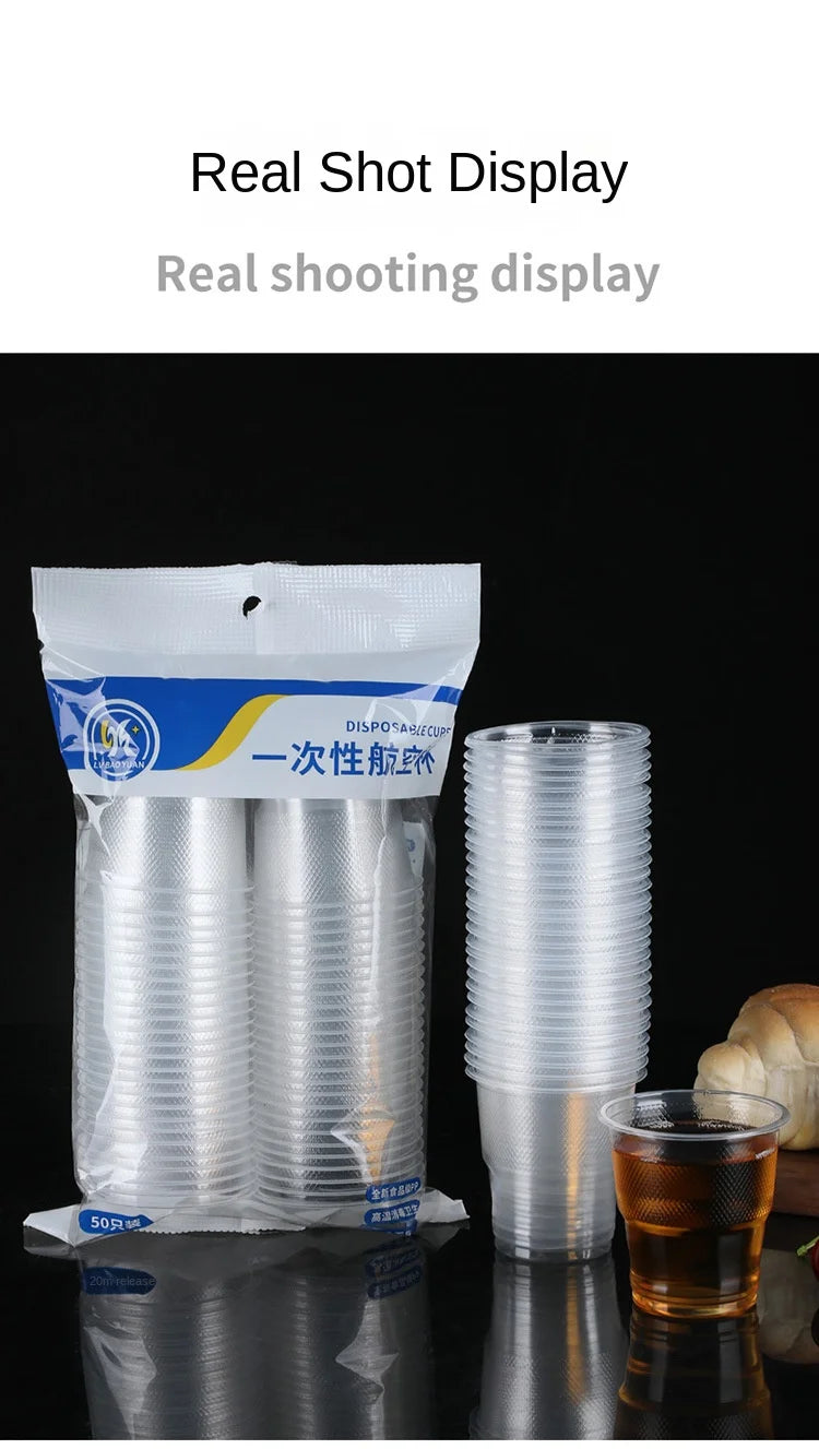 25/50pcs New Disposable Transparent Plastic Cup Outdoor Picnic Birthday Kitchen Party Tableware 160/170/200ml Cups Supplies Bar
