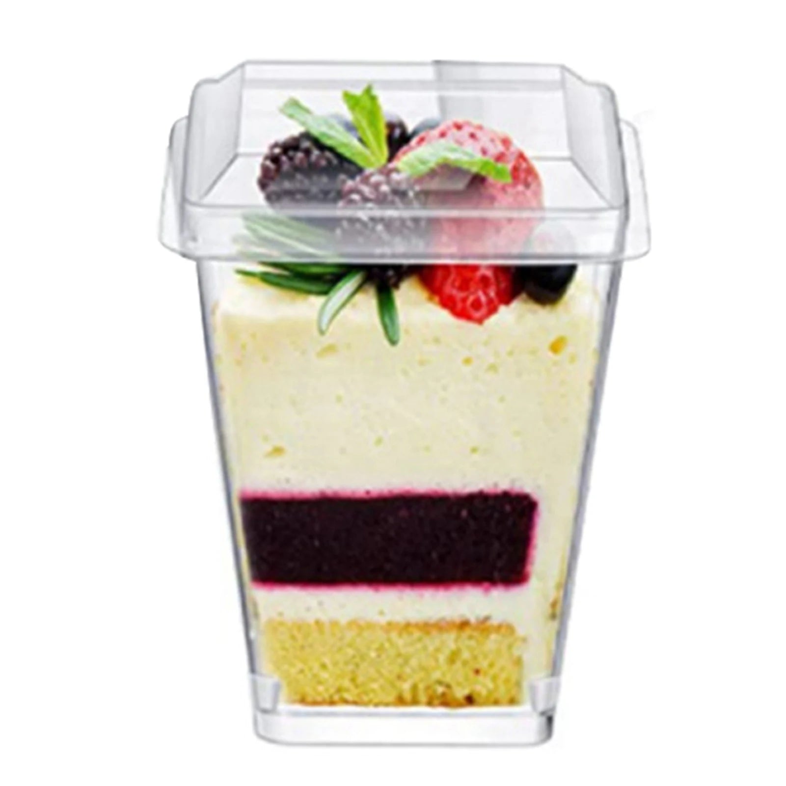 Clear Plastic Dessert Cups Material Reusable Easy Clean Perfect for Parties Fruit Pudding Ice Cream Snacks Stackable Storage